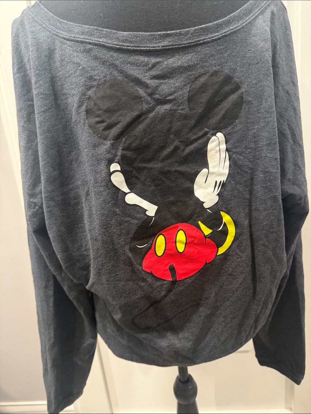 Disney Black Long-Sleeve Mickey Mouse Graphic Tee with Red & Yellow Accents - Picture 2 of 3
